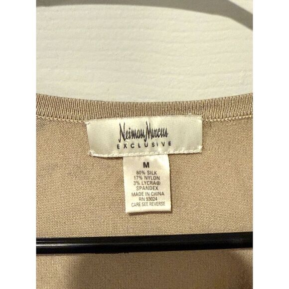 VTG Neiman Marcus Exclusive Brown Black V Neck Pullover Silk Blend Top Sz Medium - Picture 3 of 6